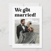 We Tied The Knot Bold Retro Trouwfoto Aankondiging (Voorkant)