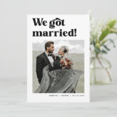 We Tied The Knot Bold Retro Trouwfoto Aankondiging (Staand voorkant)