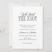 We Tied the Knot Elopement Wedding Reception Kaart (Voorkant)