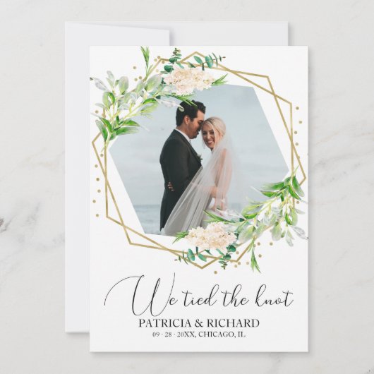 We Tied The Knot Groene Eloped Aankondiging (Voorkant)