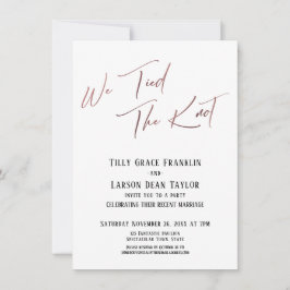 We Tied the Knot Roze Goud Elegante Typografie Kaart