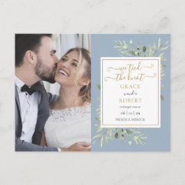 We Tied The Knot Script Foto Groene Huwelijkskaart Aankondigingskaart