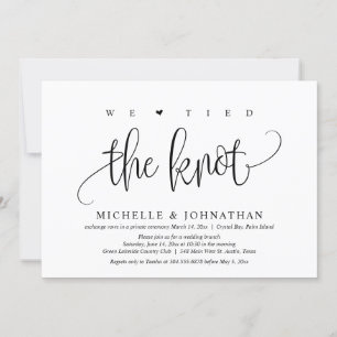 We Tied The Knot, Trouw Elopement Feest Uitnodigin Kaart