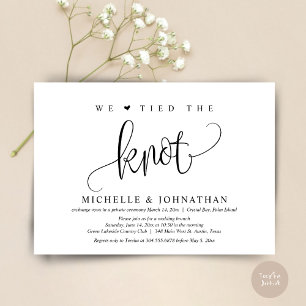 We Tied The Knot, Trouw Elopement Feest Uitnodigin Kaart