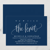 We Tied The Knot, Trouw Elopement Feest Uitnodigin Kaart (Voorkant / Achterkant)