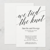 We Tied The Knot Trouwreceptie Modern Script Kaart (Voorkant / Achterkant)