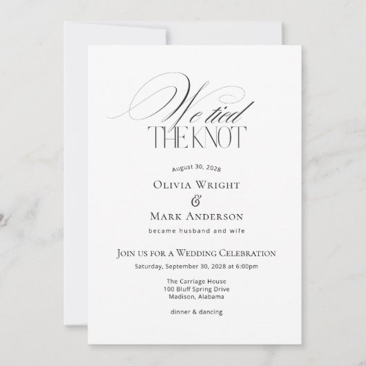 We tied the Knot with Photo Wedding Reception Kaart (Voorkant)