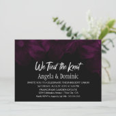 We Tied the Knot Zwart Roze Bloemige Ontvangst Kaart (Staand voorkant)