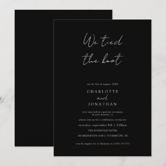 We Tied the Know Handgeschreven Elopement Trouwfee Kaart (Voorkant / Achterkant)