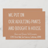 We trokken onze volwassen broek aan en kochten een aankondiging (Voorkant / Achterkant)