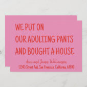 We trokken onze volwassenenbroek aan en kochten ee aankondiging (Voorkant / Achterkant)