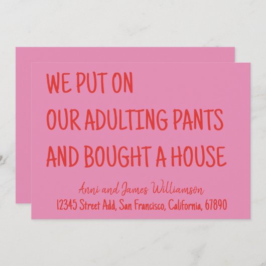 We trokken onze volwassenenbroek aan en kochten ee aankondiging (Voorkant / Achterkant)