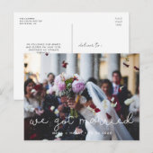 We trouwden Cute script huwelijksfoto Briefkaart (Voorkant / Achterkant)