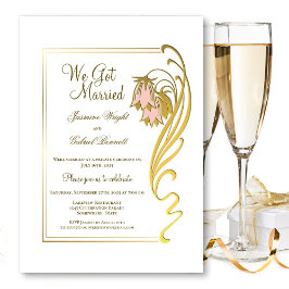 We trouwden Elegante Gouden Huwelijksreceptie Kaart