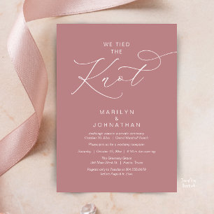 We trouwden, Elopement Ontvangst Diner Kaart