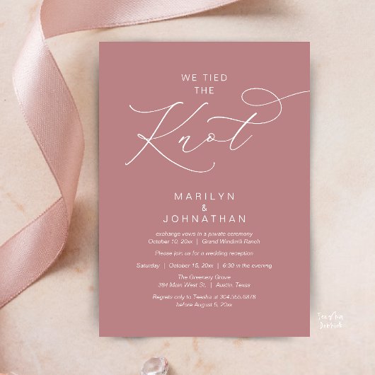 We trouwden, Elopement Ontvangst Diner Kaart