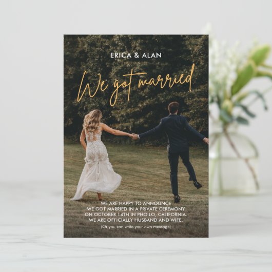 We trouwden foto bruiloft  aankondiging (Staand voorkant)