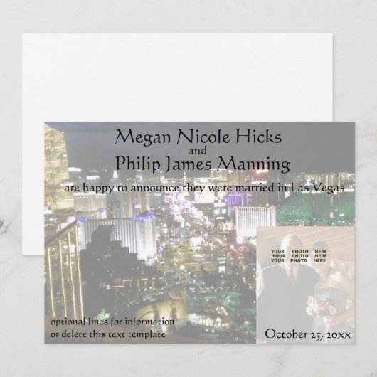We trouwden in Las Vegas Nevada Foto Aankondiging (Voorkant / Achterkant)