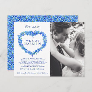 We trouwden met een blauwe, vergeet-me-niet bruilo