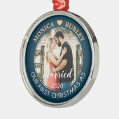 We trouwden onze eerste kerst met de naam Foto Dat Metalen Ornament (Links)