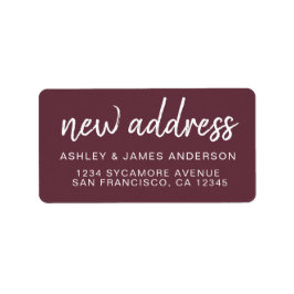 We’ve Moved Burgundy New Address Etiket
