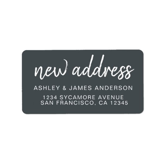 We’ve Moved Classic Charcoal Gray New Address Etiket (Voorkant)