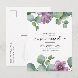 We’ve Moved Eucalyptus Greenery Paars Verhuisberic Briefkaart