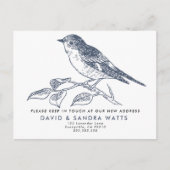 We’ve Moved Postcard – Elegant Bird Illustration Aankondigingskaart (Voorkant)
