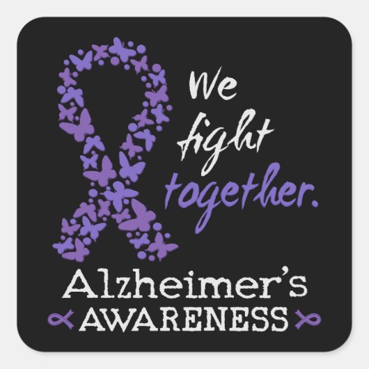 We vechten samen - Alzheimer bewustzijn Vierkante Sticker (Voorkant)