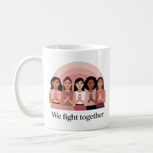 We Vechten Samen Borstkanker Bewustzijn Design Koffiemok (Links)