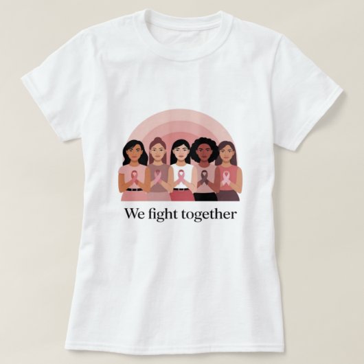 We Vechten Samen Borstkanker Bewustzijn Design T-shirt (Design voorkant)