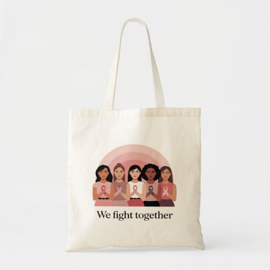We Vechten Samen Borstkanker Bewustzijnsontwerp Tote Bag (Voorkant)