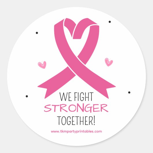 We vechten samen sterker tegen borstkanker bewustz ronde sticker (Voorkant)