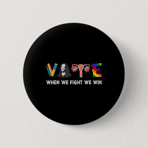 We vechten we winnen stemmen voor President Kamala Ronde Button 5,7 Cm