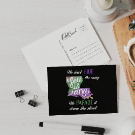 We verbergen geen gekke Mardi Gras Parade Fun Briefkaart