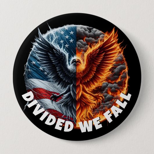 We verdeelden Herfst Burning Flag en Eagle Ronde Button 4,0 Cm (Voorkant)