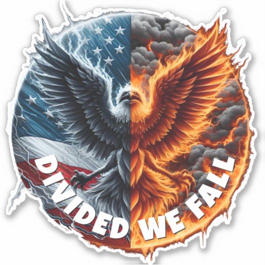 We verdeelden Herfst Burning Flag en Eagle Sticker (Voorkant)