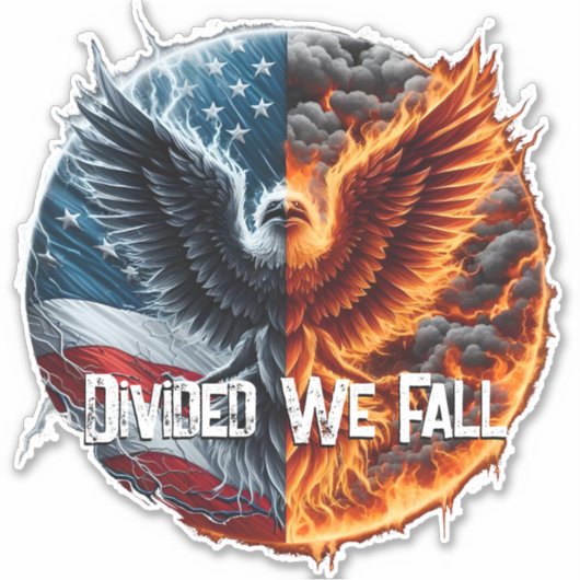 We verdeelden Herfst Burning Flag en Eagle Sticker (Voorkant)