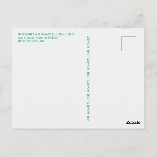 We verhuisden aankondiging  camping trailer briefkaart (Achterkant)