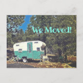 We verhuisden aankondiging  camping trailer briefkaart (Voorkant)
