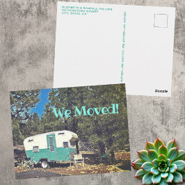 We verhuisden aankondiging  camping trailer briefkaart