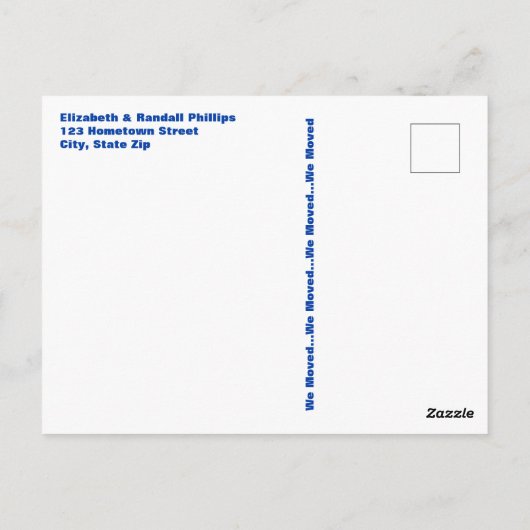 We verhuisden Adirondack Chairs Monochrome aankond Briefkaart (Achterkant)