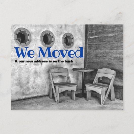 We verhuisden Adirondack Chairs Monochrome aankond Briefkaart (Voorkant)