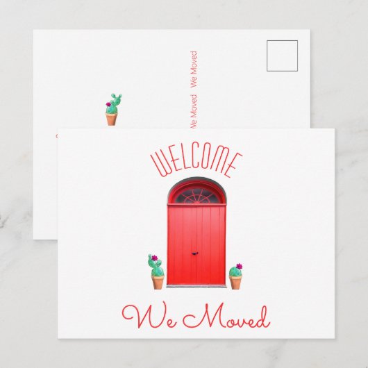 We verhuisden adreswijziging zuidwestelijke rode d aankondigingskaart (Voorkant / Achterkant)