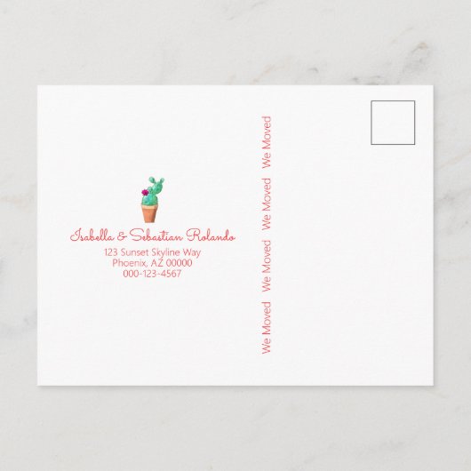 We verhuisden adreswijziging zuidwestelijke rode d aankondigingskaart (Achterkant)