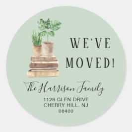 We Verhuisden Boho Planten Salie Groen Retouradres Ronde Sticker