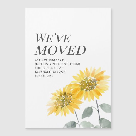We verhuisden Botanische Zonnebloem Verhuisaankond Magnetische Uitnodiging (Voorkant)