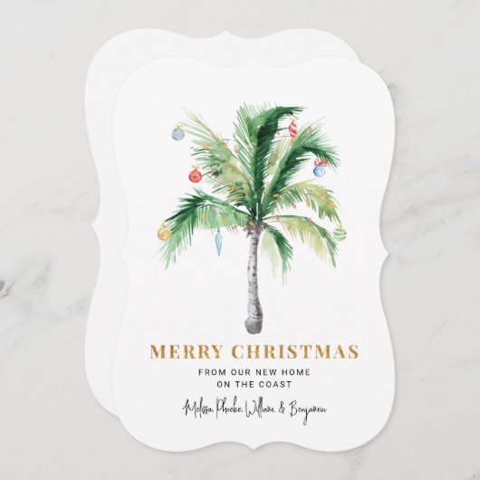 We verhuisden de kerstpalmboom van de Feestdagen Feestdagenkaart (Voorkant / Achterkant)