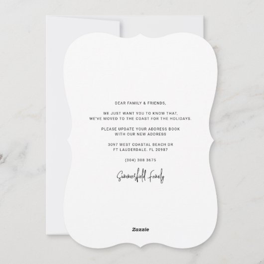 We verhuisden de kerstpalmboom van de Feestdagen Feestdagenkaart (Achterkant)