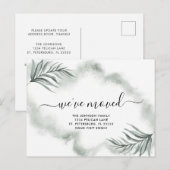 We verhuisden Dusty Green Palm Fronds New Home Aankondigingskaart (Voorkant / Achterkant)